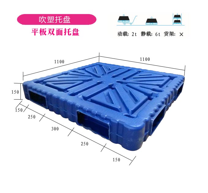 吹塑塑料托盤廠家直銷九腳吹塑雙面吹塑托盤成產(chǎn)廠家2噸動載8噸靜載